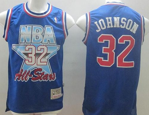 Mitchell And Ness Lakers #32 Magic Johnson Blue 1993 All Star Stitched Basketball Jersey