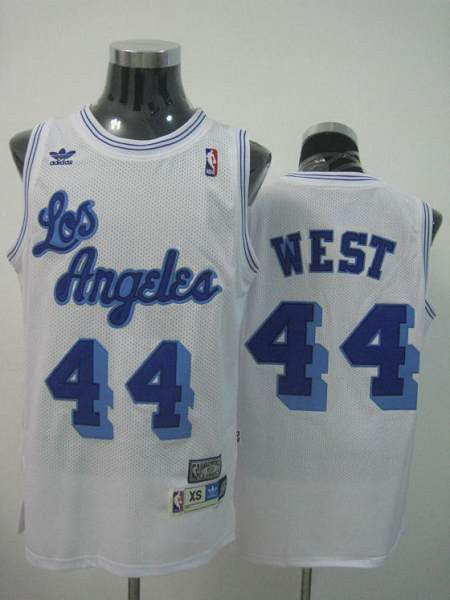 Mitchell and Ness Lakers #44 Jerry West Stitched White Throwback Basketball Jersey