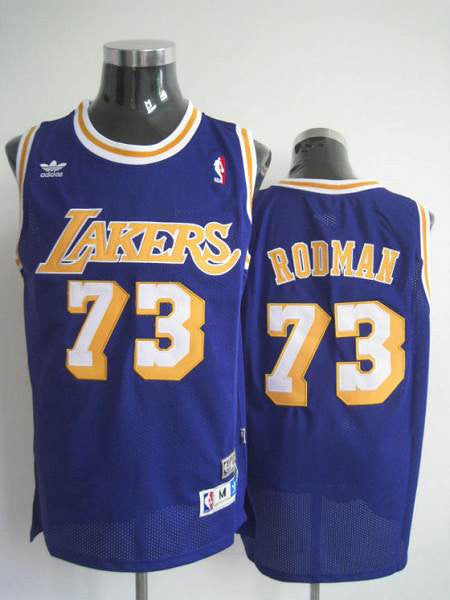 Mitchell and Ness Lakers #73 Dennis Rodman Stitched Blue Throwback Basketball Jersey