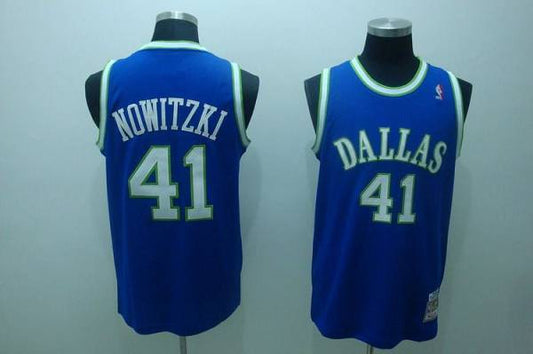 Mitchell and Ness Mavericks #41 Dirk Nowitzki Stitched Blue Throwback Basketball Jersey