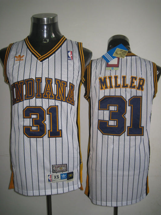 Mitchell and Ness Pacers #31 Reggie Miller White Stitched Throwback Basketball Jersey