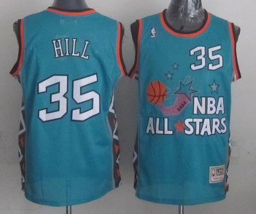 Mitchell And Ness Pistons #35 Grant Hill Light Blue 1996 All star Stitched Basketball Jersey