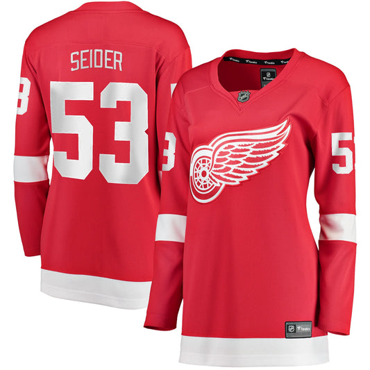 Moritz Seider Detroit Red Wings Branded Women's Home Breakaway Player Hockey Jersey - Red