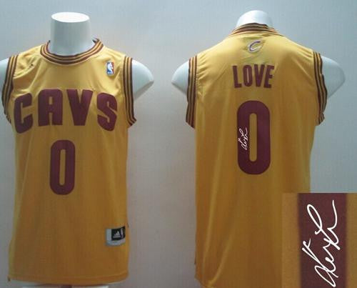 New Revolution 30 Autographed Cavaliers #0 Kevin Love Yellow Stitched Basketball Jersey