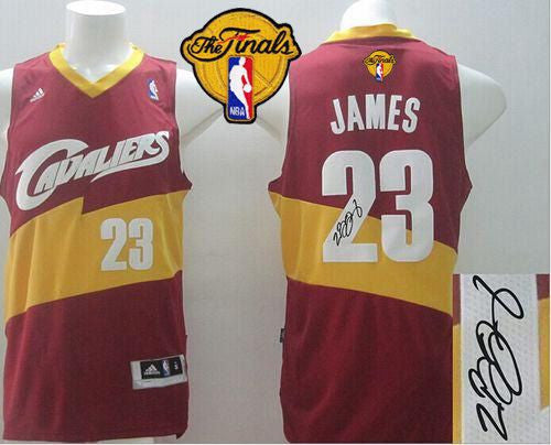 New Revolution 30 Autographed Cavaliers #23 LeBron James Red The Finals Patch Stitched Basketball Jersey