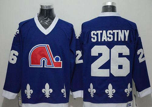 Nordiques #26 Peter Stastny Blue CCM Throwback Stitched Hockey Jersey