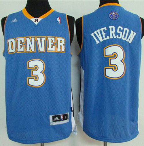 Nuggets #3 Allen Iverson Light Blue Stitched Basketball Jersey