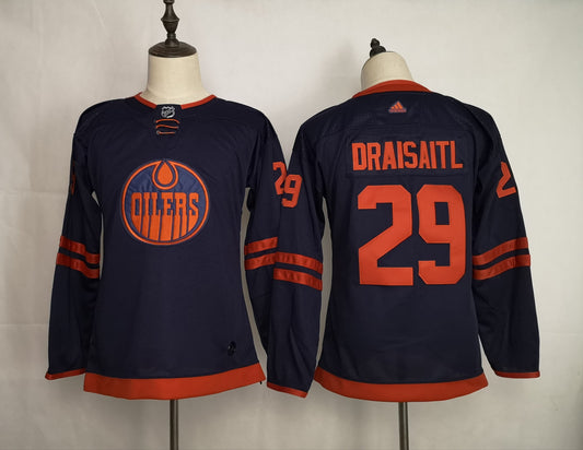 Oilers 29 Leon Draisaitl Navy Youth 50th anniversary Hockey Jersey