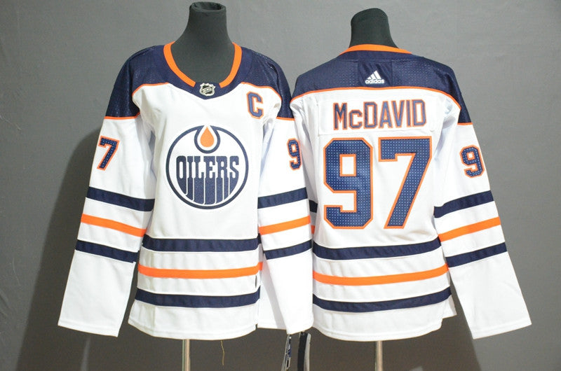 Oilers 97 Connor McDavid White Women Hockey Jersey