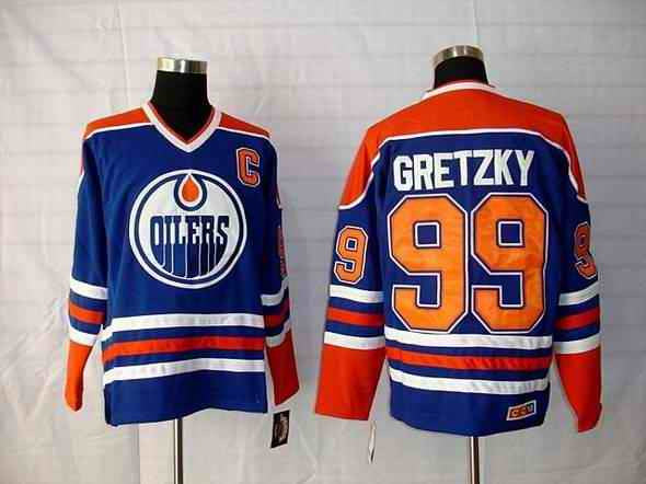 Oilers 99 Gretzky Blue Youth Hockey Jersey