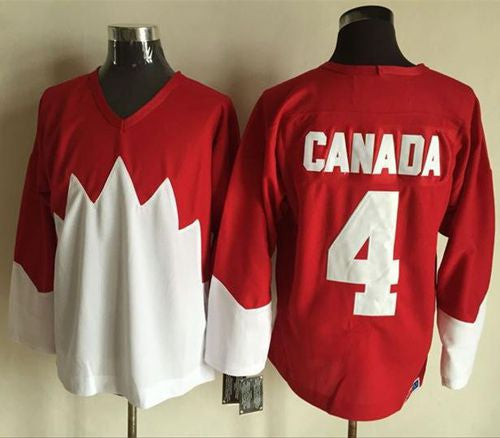 Olympic CA. #4 Canada Red/White 1972 Commemorative CCM Stitched Hockey Jersey