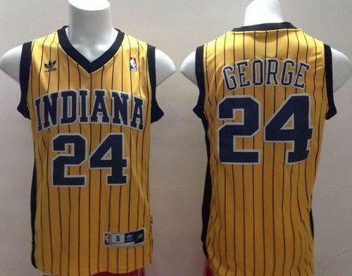 Pacers #24 Paul George Yellow Throwback Stitched Basketball Jersey