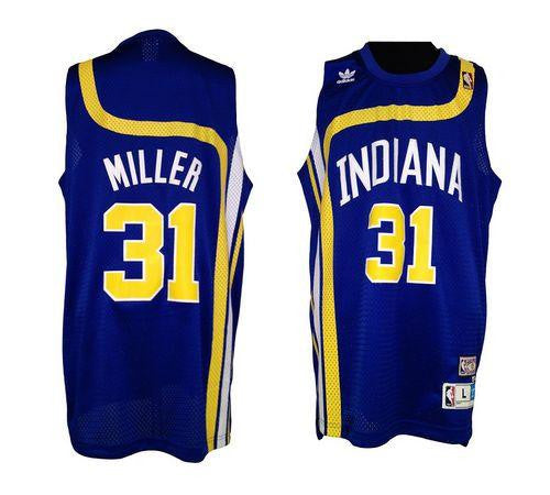 Pacers #31 Reggie Miller Blue ABA Hardwood Classic Stitched Basketball Jersey