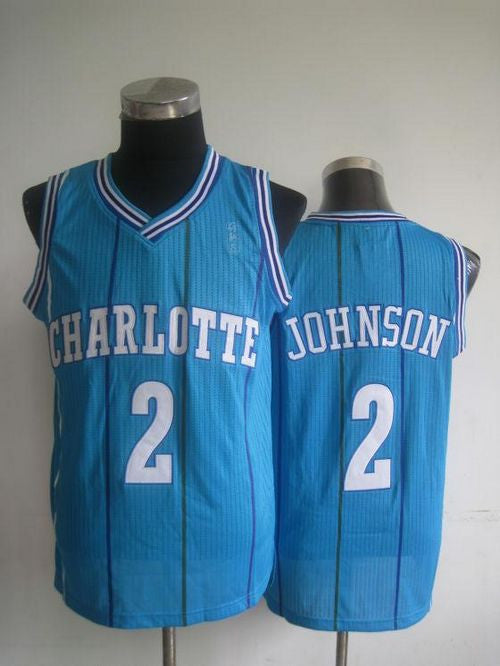 Pelicans #2 Larry Johnson Light Blue Charlotte Hornets Throwback Stitched Basketball Jersey