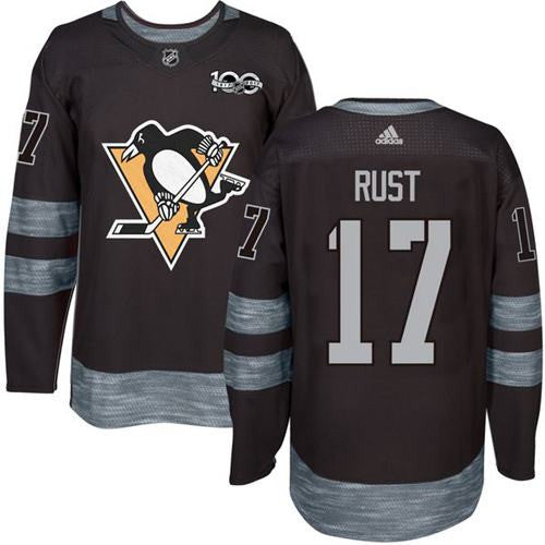 Penguins #17 Bryan Rust Black 1917-2017 100th Anniversary Stitched Hockey Jersey