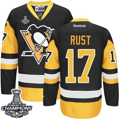 Penguins #17 Bryan Rust Black Alternate 2016 Stanley Cup Champions Stitched Hockey Jersey