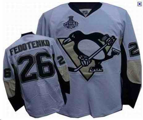 Penguins 26 FEDOTENKO white Hockey Jerseys