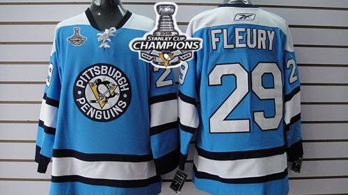 Penguins #29 Andre Fleury Blue 2016 Stanley Cup Champions Stitched Hockey Jersey