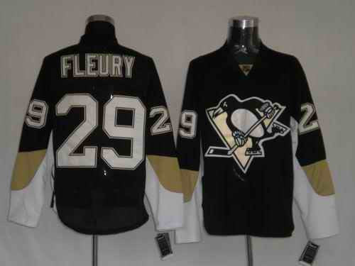 Penguins 29 Fleury Black Youth Hockey Jersey