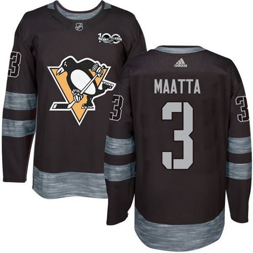 Penguins #3 Olli Maatta Black 1917-2017 100th Anniversary Stitched Hockey Jersey