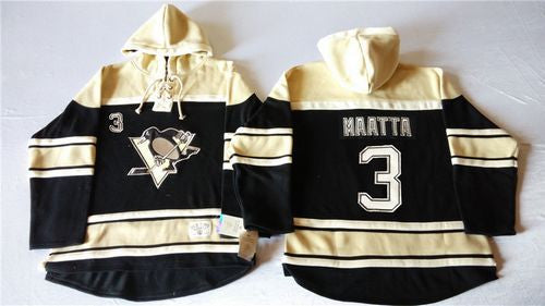 Penguins #3 Olli Maatta Black Sawyer Hooded Sweatshirt Stitched Hockey Jersey