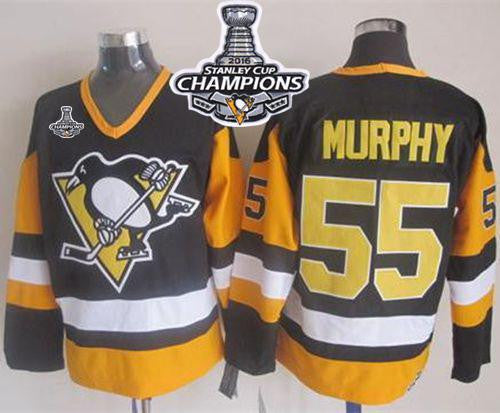 Penguins #55 Larry Murphy Black CCM Throwback 2016 Stanley Cup Champions Stitched Hockey Jersey