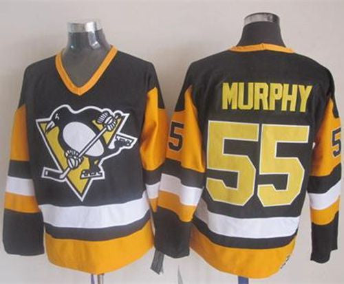 Penguins #55 Larry Murphy Black CCM Throwback Stitched Hockey Jersey