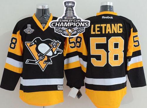 Penguins #58 Kris Letang Black Alternate 2016 Stanley Cup Champions Stitched Hockey Jersey