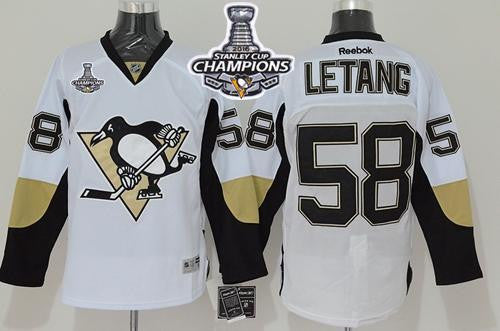 Penguins #58 Kris Letang White 2016 Stanley Cup Champions Stitched Hockey Jersey