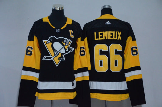 Penguins 66 Mario Lemieux Black Women Hockey Jersey