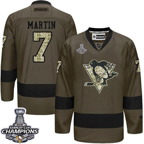 Penguins #7 Paul Martin Green Salute to Service 2016 Stanley Cup Champions Stitched Hockey Jersey