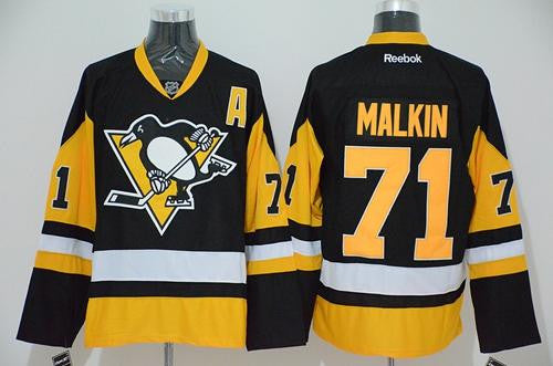 Penguins #71 Evgeni Malkin Black Alternate Stitched Hockey Jersey