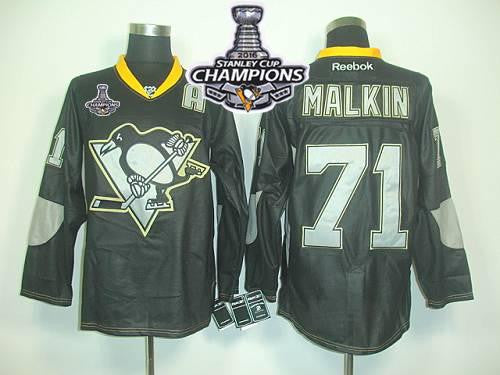 Penguins #71 Evgeni Malkin Black Ice 2016 Stanley Cup Champions Stitched Hockey Jersey