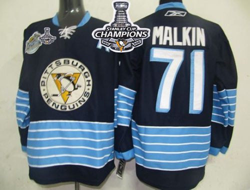 Penguins #71 Evgeni Malkin Dark BLue 2011 Winter Classic Vintage 2016 Stanley Cup Champions Stitched Hockey Jersey