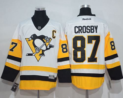 Penguins #87 Sidney Crosby White New Away Stitched Hockey Jersey