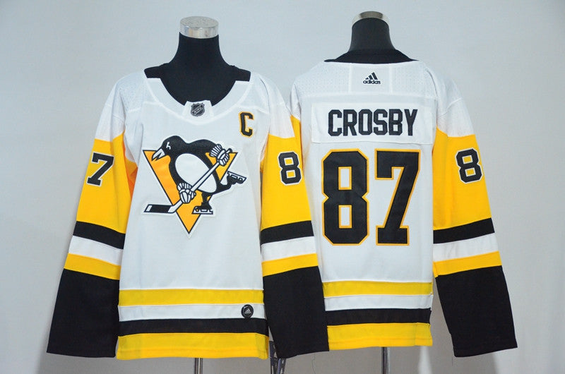 Penguins 87 Sidney Crosby White Youth Hockey Jersey