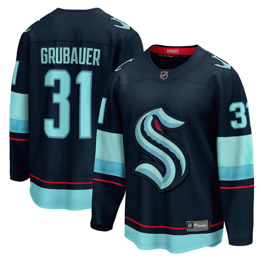 Philipp Grubauer Branded Home Premier Breakaway Player Hockey Jersey - Deep Sea Blue