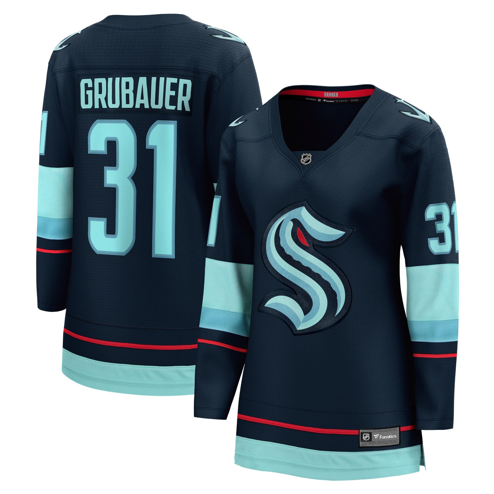 Philipp Grubauer Branded Women's Home Breakaway Player Hockey Jersey - Navy