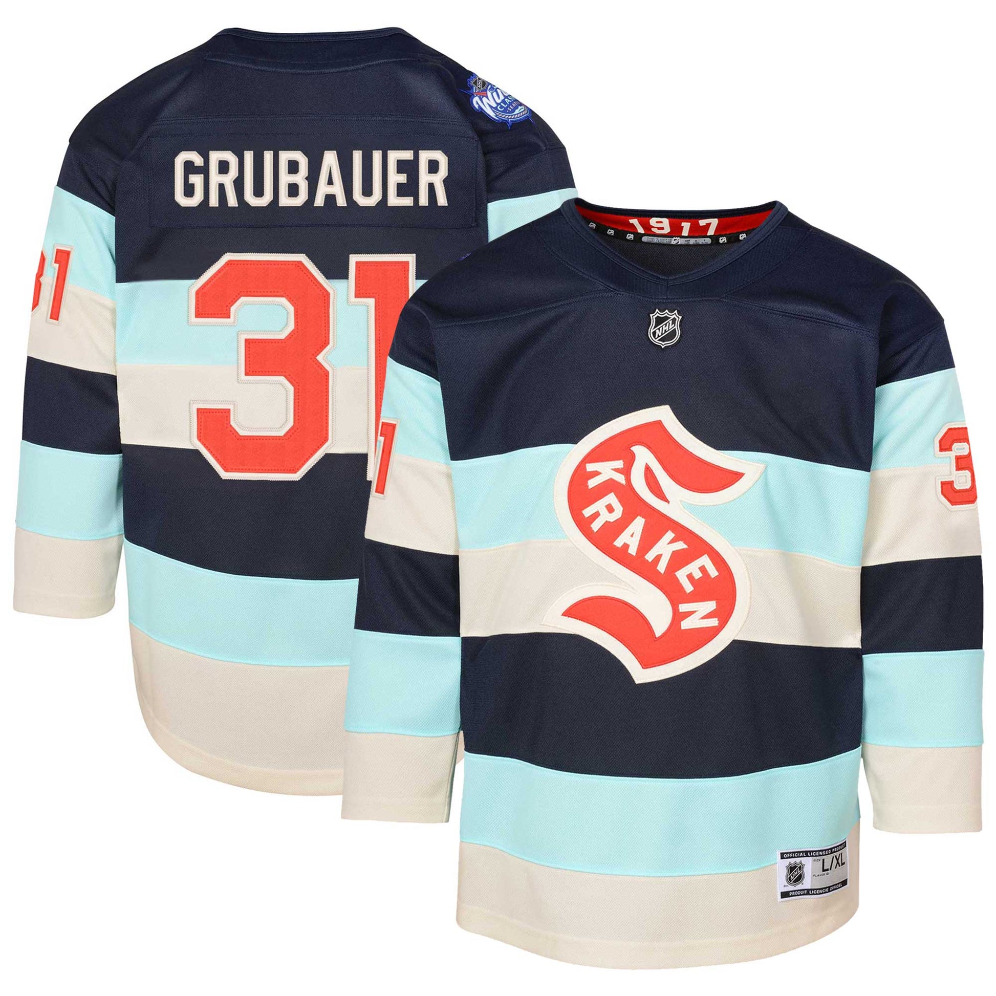 Philipp Grubauer Youth 2024 Winter Classic Premier Player Hockey Jersey - Deep Sea Blue