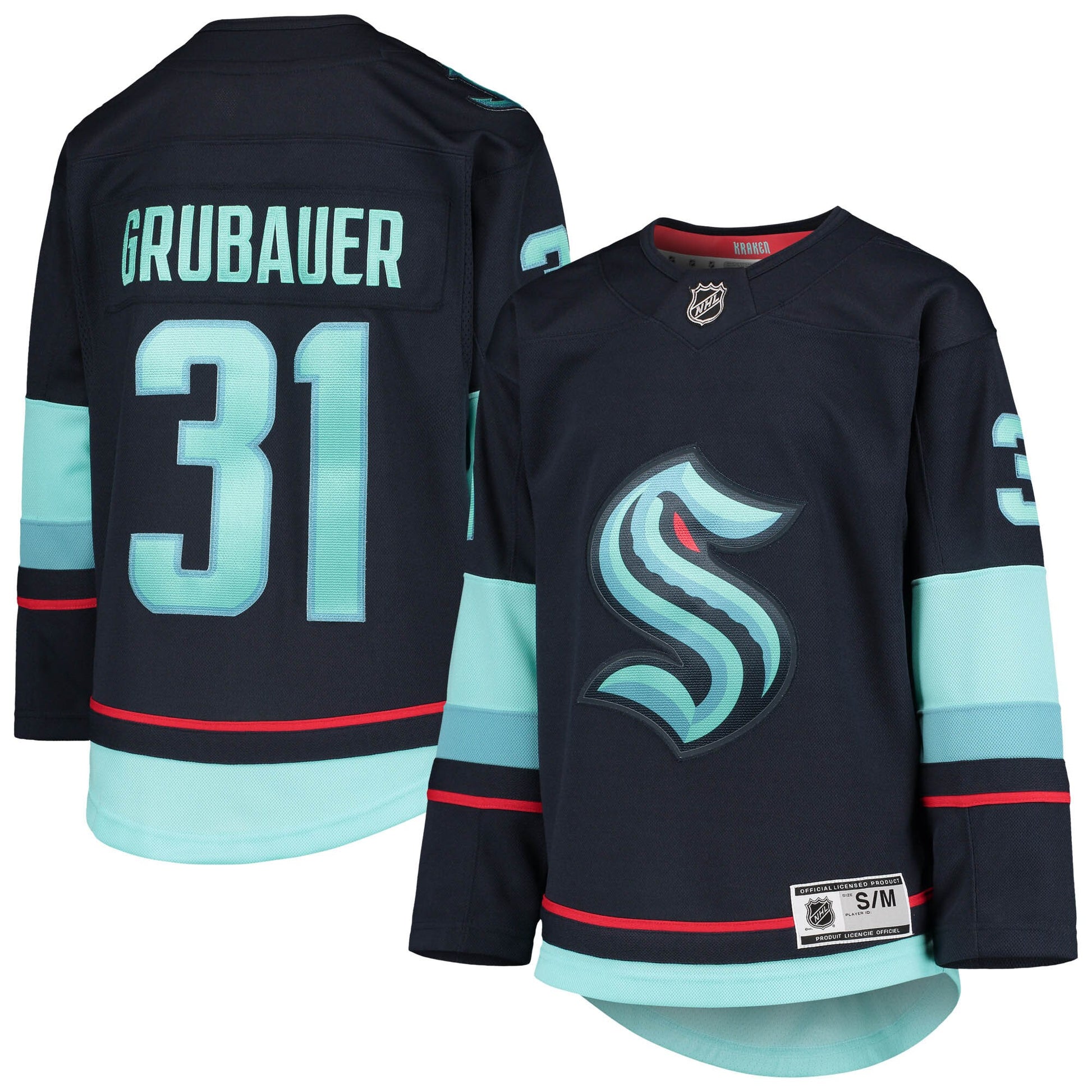 Philipp Grubauer Youth Home Premier Player Hockey Jersey - Deep Sea Blue