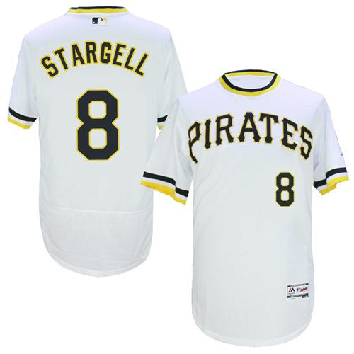  #8 Stargell White Flexbase Authentic Collection Cooperstown Stitched Jersey