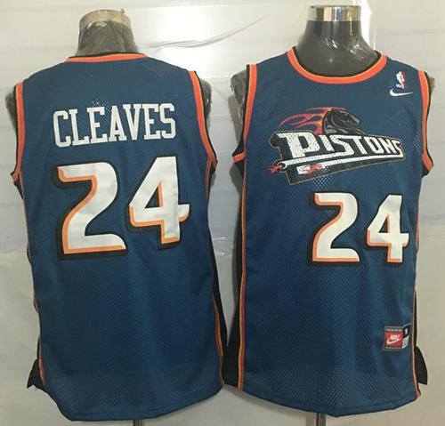 Pistons #24 Mateen Cleaves Blue Throwback Stitched Basketball Jersey