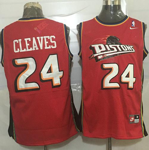 Pistons #24 Mateen Cleaves Red Throwback Stitched Basketball Jersey