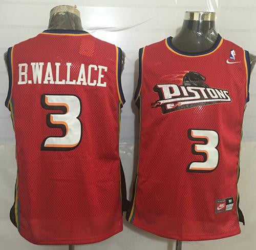 Pistons #3 Ben Wallace Red Throwback Stitched Basketball Jersey