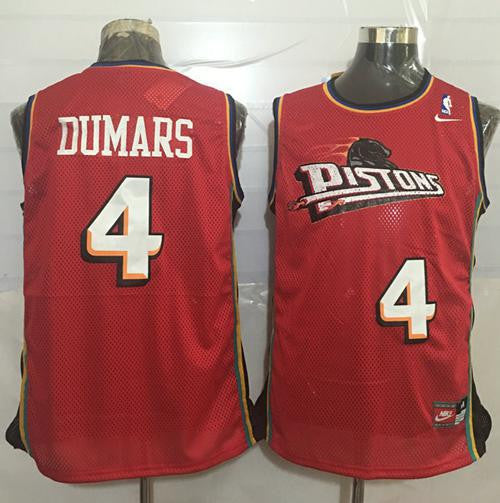 Pistons #4 Joe Dumars Red Throwback Stitched Basketball Jersey