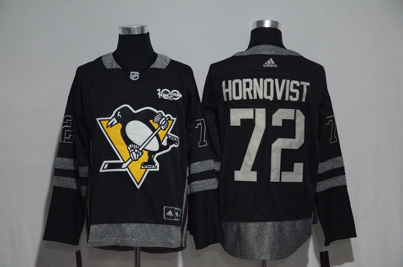 Pittsburgh Penguins #72 Patric Hornqvist Black Men's 1917-2017 100th Anniversary  Stitched Hockey Jersey