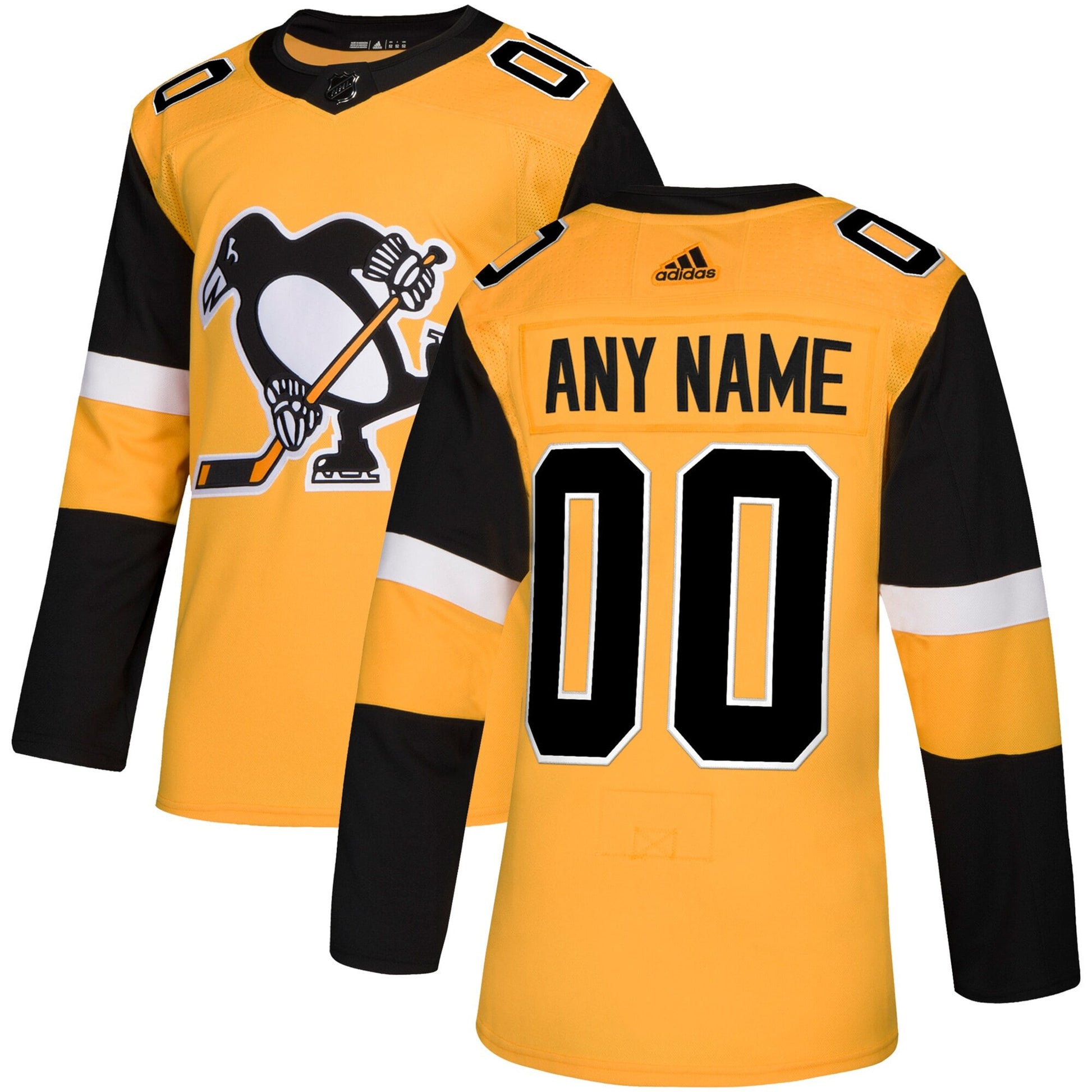 Pittsburgh Penguins Alternate Custom Hockey Jersey - Gold