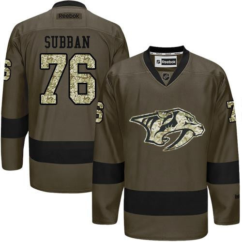 Predators #76 P.K Subban Green Salute to Service Stitched Hockey Jersey