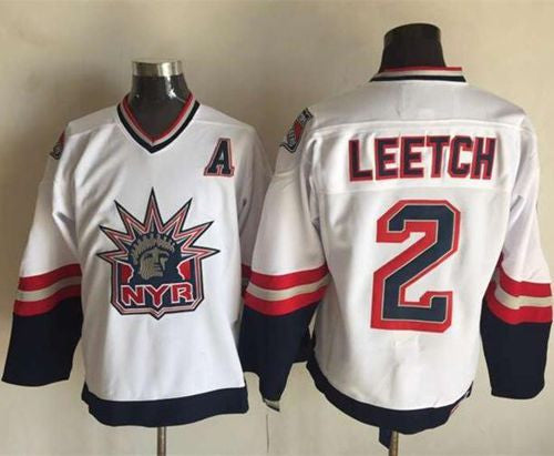 Rangers #2 Brian Leetch White CCM Statue of Liberty Stitched Hockey Jersey