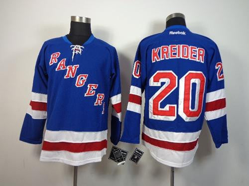 Rangers #20 Chris Kreider Blue Home Stitched Hockey Jersey